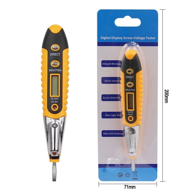 Test Screwdriver, Voltage Detector Pen Light Circuit Tester Electric Test Pen Screwdriver  Contact Induction LED with Light  12V-220V 1pcs - Image 5