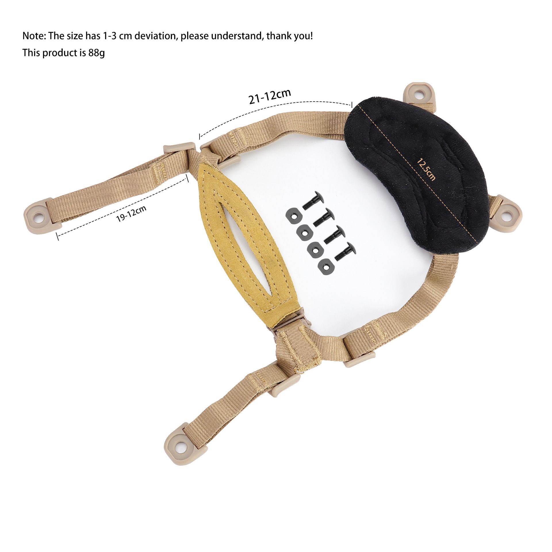 Helmet Chin Strap 4 Points for Tactical Fast  Bump Helmets Helmet Scrim, Suspension System with Bolts and Screws Tan - Image 2