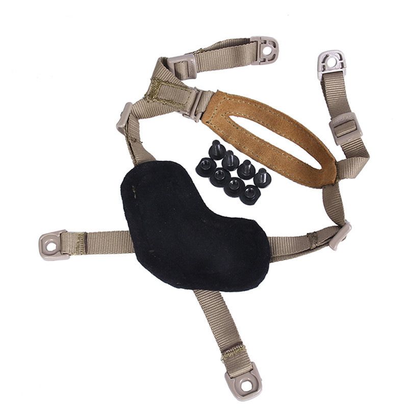 Helmet Chin Strap 4 Points for Tactical Fast  Bump Helmets Helmet Scrim, Suspension System with Bolts and Screws Tan - Image 3