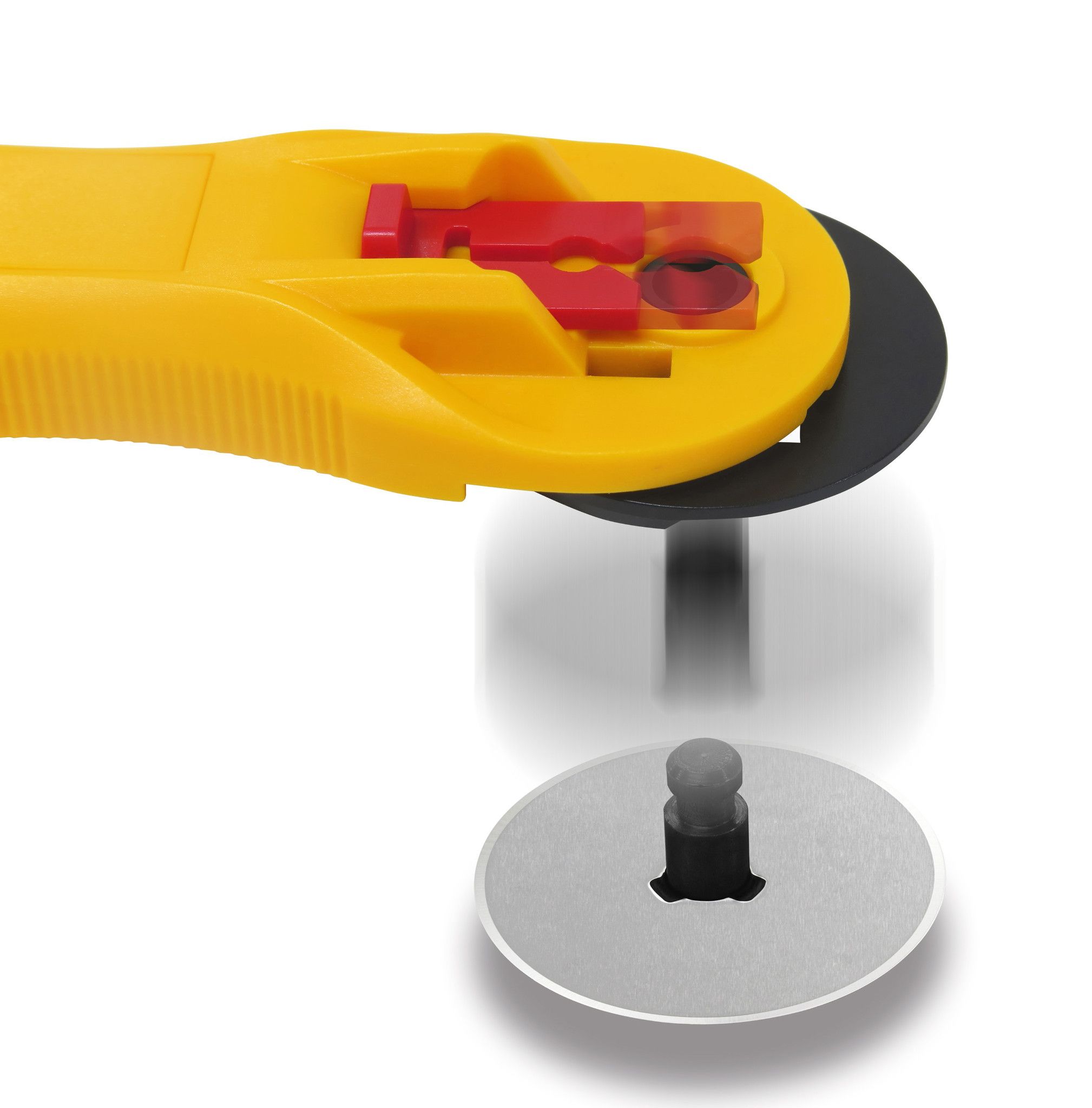 45mm Ergonomic Rotary Cutter  - Rotary Fabric Cutter w/Blade Cover & Squeeze Trigger for Quilting, Sewing, Crafts,  yellow - Image 2