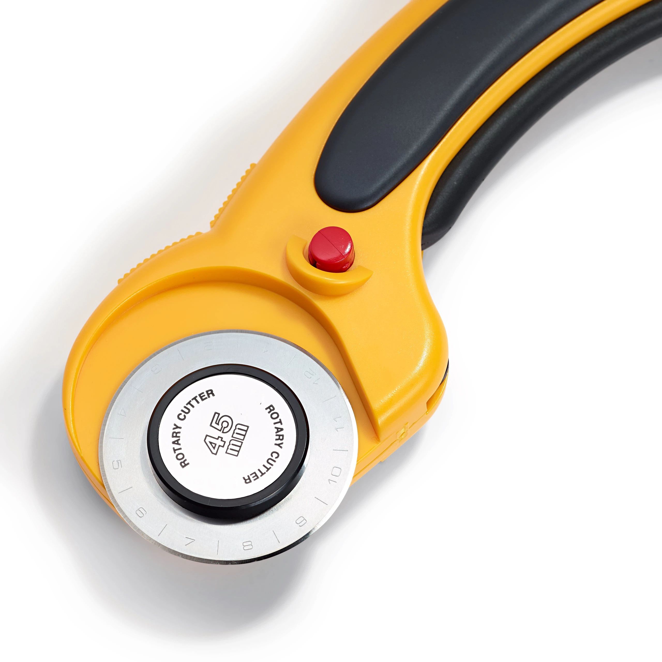 45mm Ergonomic Rotary Cutter  - Rotary Fabric Cutter w/Blade Cover & Squeeze Trigger for Quilting, Sewing, Crafts,  yellow - Image 3
