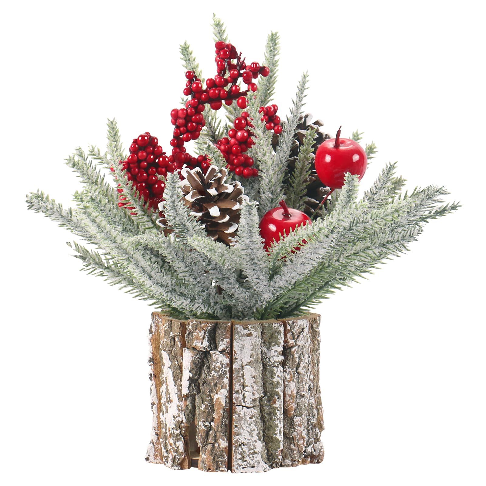 Christmas Decorations Indoor, Christmas Centerpiece Table Decorations, Small Artificial Tabletop/Desk Christmas Tree with Xmas Ornaments Pinecone Berry for Home Farmhouse  Décor (35*10cm) - Image 1