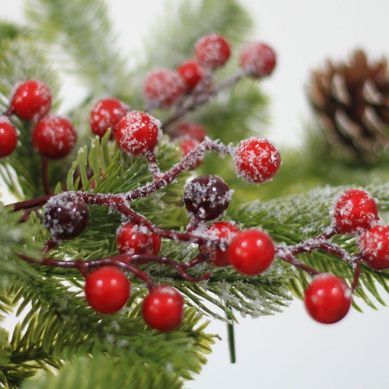 Elegant Flocked Teardrop Swags with Pinecones and Berries, Shimmering Holiday Hanging Decor for Indoor Door Wall Mantel,（55*35cm） - Image 3