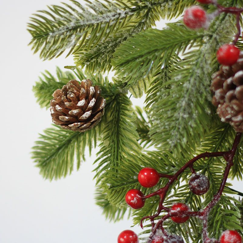 Elegant Flocked Teardrop Swags with Pinecones and Berries, Shimmering Holiday Hanging Decor for Indoor Door Wall Mantel,（55*35cm） - Image 4