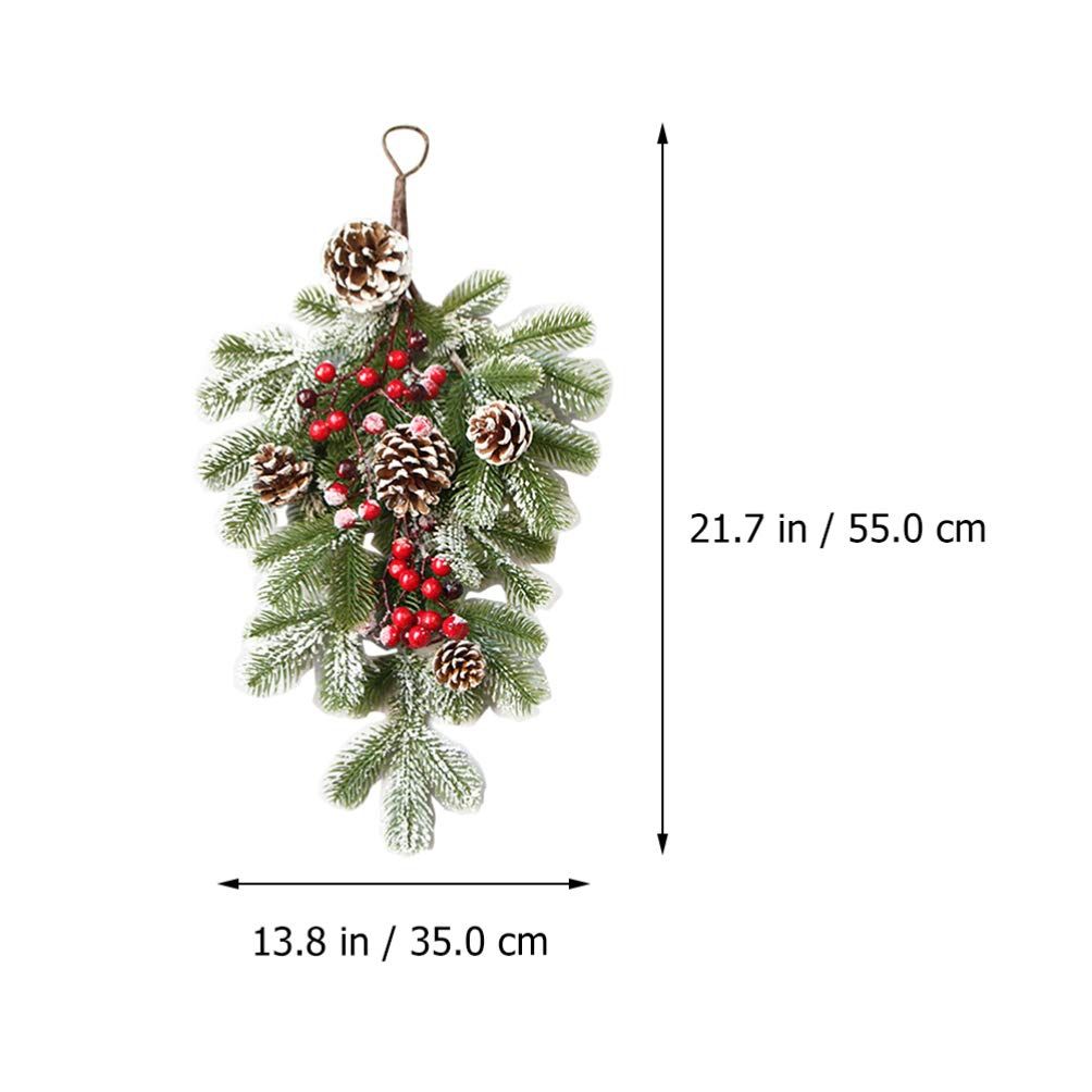 Elegant Flocked Teardrop Swags with Pinecones and Berries, Shimmering Holiday Hanging Decor for Indoor Door Wall Mantel,（55*35cm） - Image 5
