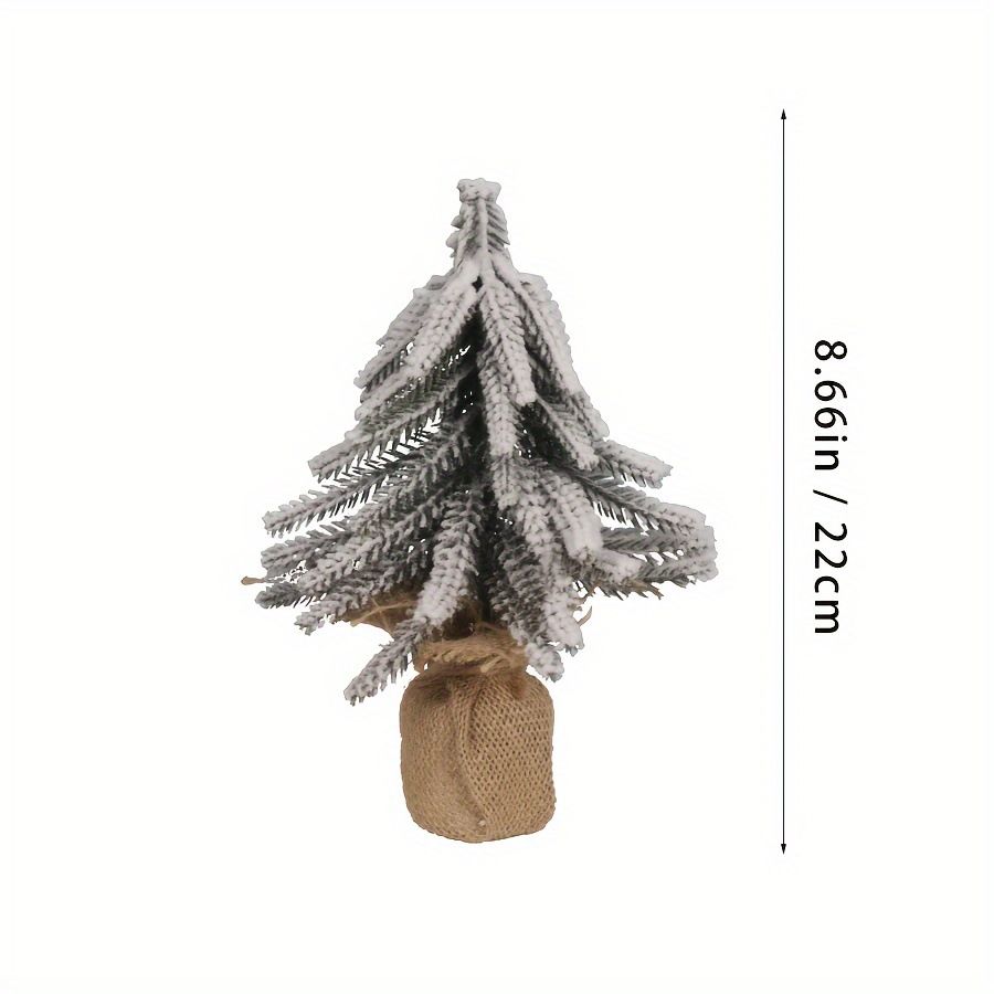 3 Pcs Snow Tabletop Christmas Trees, Snow Flocked Mini Tabletop Pine Trees with Wooden Base,Artificial Desk Christmas Trees for Xmas Holiday Home Party Table Decorations(22cm) - Image 5
