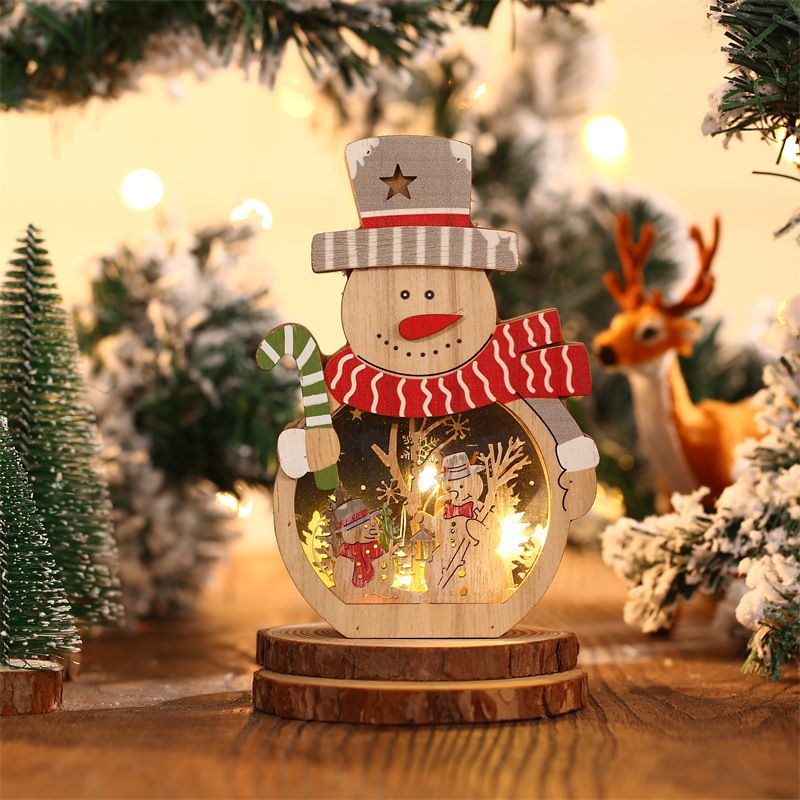 2 Pcs Wooden Christmas Ornaments, Light Wooden Hanging Ornaments Santa Claus Snowman Ornaments for Christmas Tree，16*10.5*3.5cm（The packaging does not include batteries） - Image 4