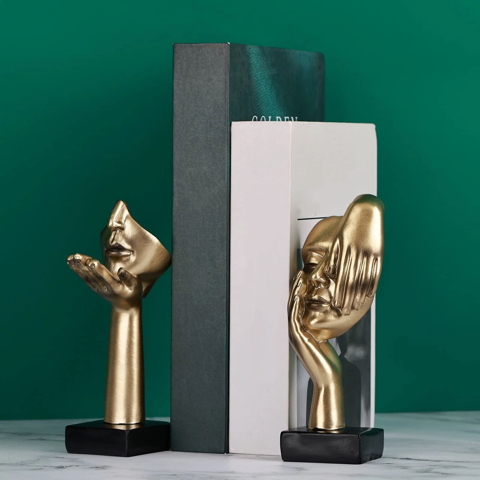 2Pcs Small Statue Set - Black Gold Home Decor Abstract Art Figurines for Shelves, Living Room Coffee Table, Office Desktop (17*6.5cm) - Image 5