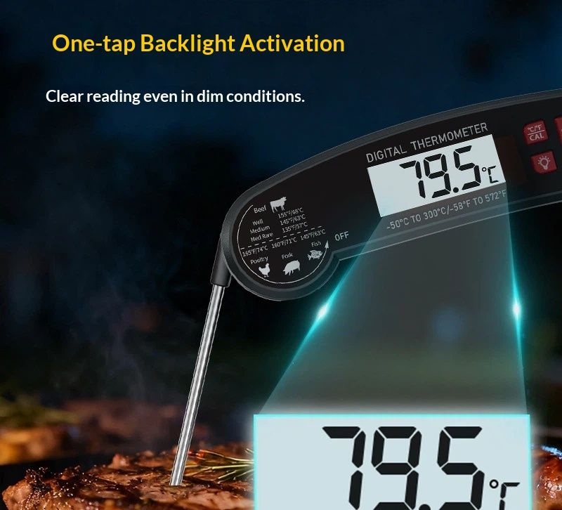 Digital Meat Thermometer - Fast Instant Read Food Thermometer, Waterproof Kitchen Thermometer with Backlight & Hold Function for Cooking, Candy Making, Outside Grill - Image 2