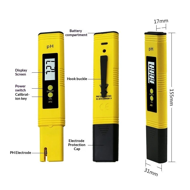 PH Meter, Digital PH Meter for Water, 0.01 High Accuracy PH Tester with 0-14 PH Measurement Range for Hydroponics, Household Drinking, Pool and Aquarium （yellow） - Image 5