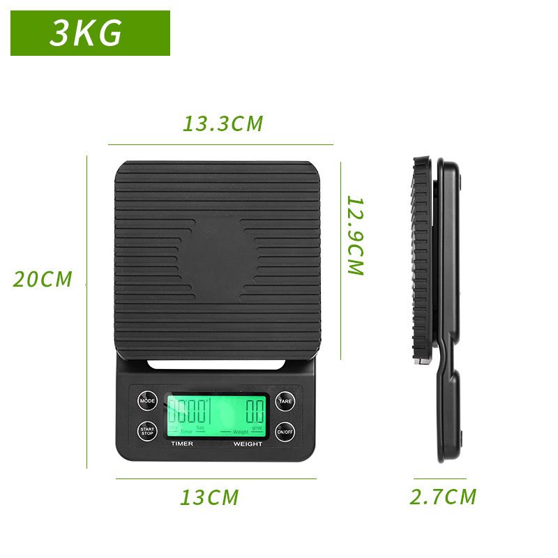 3KG electronic scaleCoffee Scale with Timer Small, Espresso Scale with Timer Small, Espresso Coffee Scale with Timer for Pour Over Coffee black - Image 5