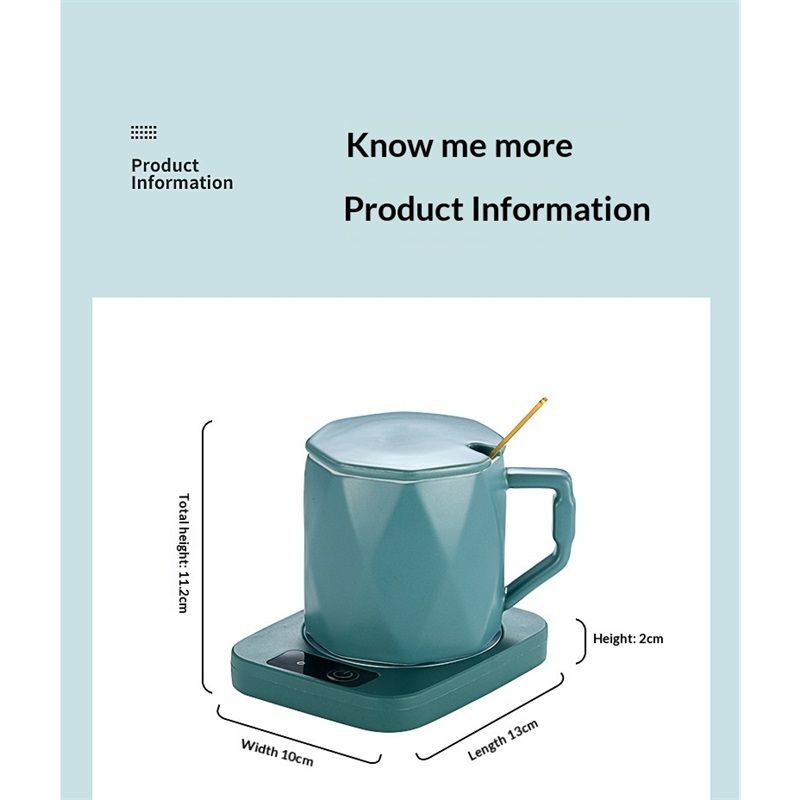 Coffee Mug Warmer with Cup, Coffee Warmer 55℃ Constant Temperature Thermostat Coaster Smart Cup Warmer for Heating Coffee, Beverage, Milk, Tea and Hot Chocolate (Green) - Image 5