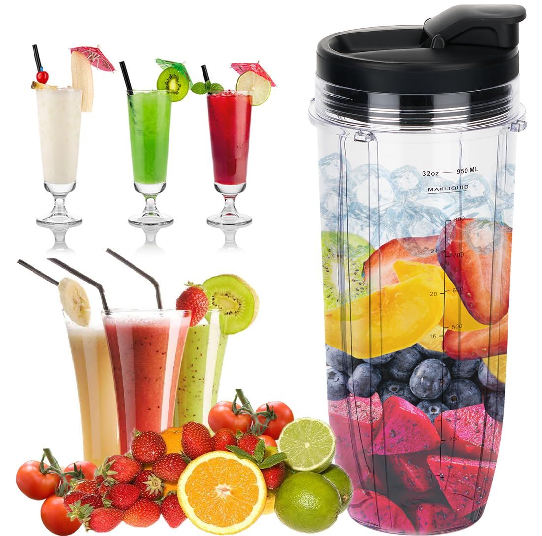 Replacement 32oz Blender Cup with Sip & Seal Lid For BL450 BL454 Bl455 BL456 BL480 BL481 BL482 BL490 BL640 BL642 BL682 SS101 SS401 SS351  Auto Series Blenders, 2-Pack … - Image 4