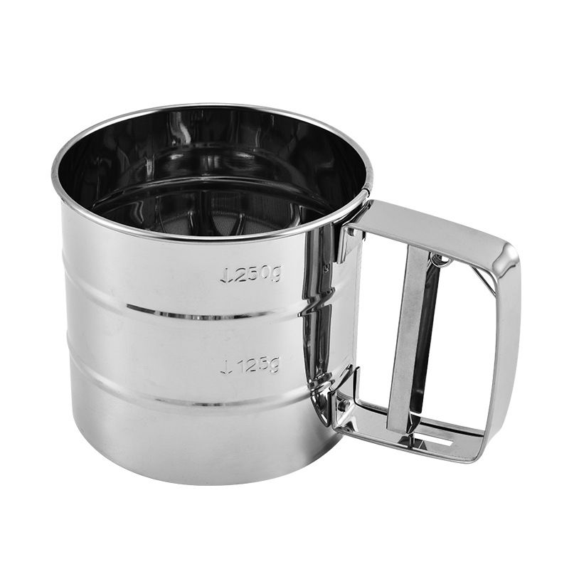 2.5 Cup Flour Sifter, Semi Automatic Small Baking Sieve, Stainless Steel, Fine Mesh Sieve Flour Duster - Image 1