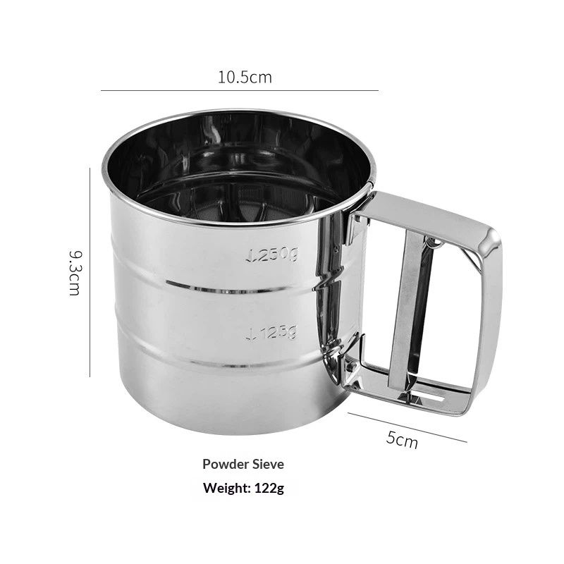 2.5 Cup Flour Sifter, Semi Automatic Small Baking Sieve, Stainless Steel, Fine Mesh Sieve Flour Duster - Image 2
