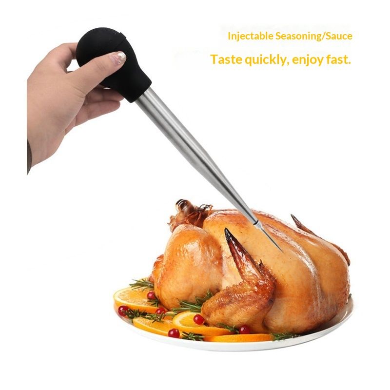 Stainless Steel Food Grade Turkey Baster for Cooking, Baking, Injecting Marinade With cleaning brush（Black） - Image 4