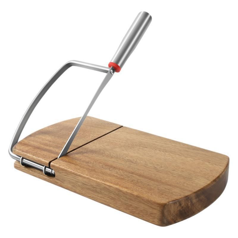 Wooden Cheese Slicer, Cheese Cutter Board with Stainless Steel Blade for Block Cheese, Vegetables, Butter, Sausages, Bread - Image 1