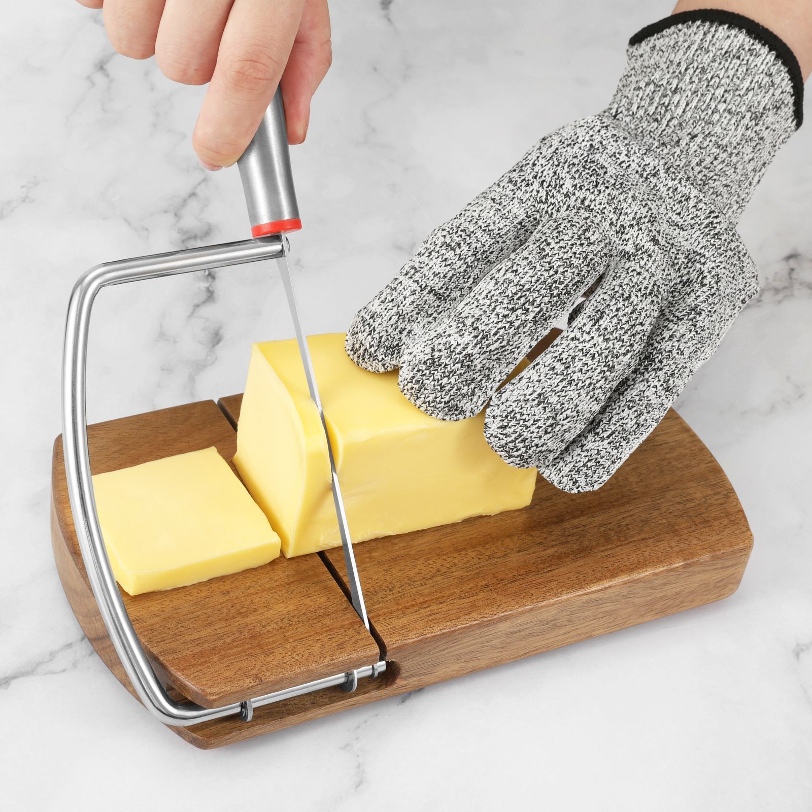 Wooden Cheese Slicer, Cheese Cutter Board with Stainless Steel Blade for Block Cheese, Vegetables, Butter, Sausages, Bread - Image 2