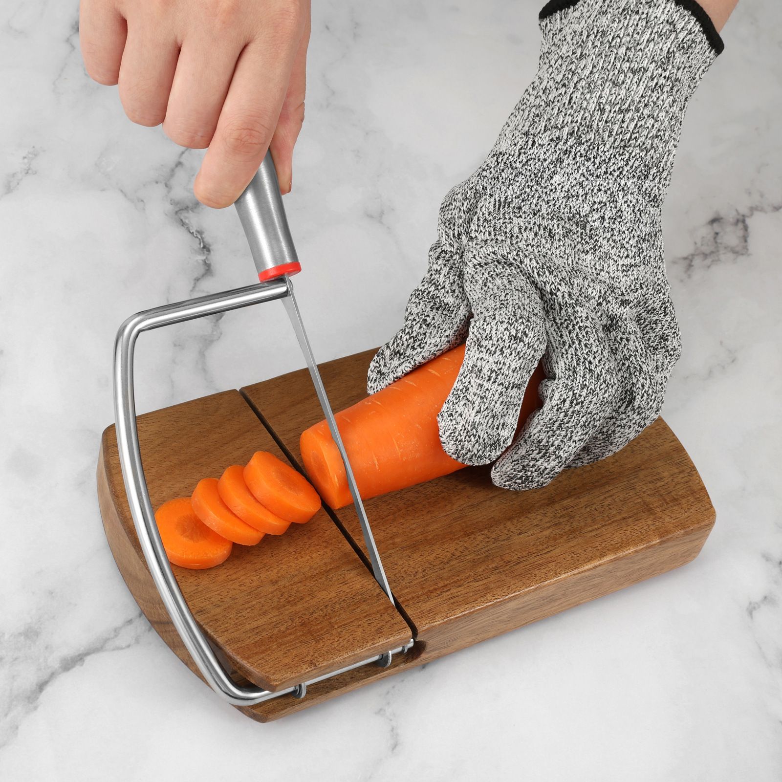 Wooden Cheese Slicer, Cheese Cutter Board with Stainless Steel Blade for Block Cheese, Vegetables, Butter, Sausages, Bread - Image 4