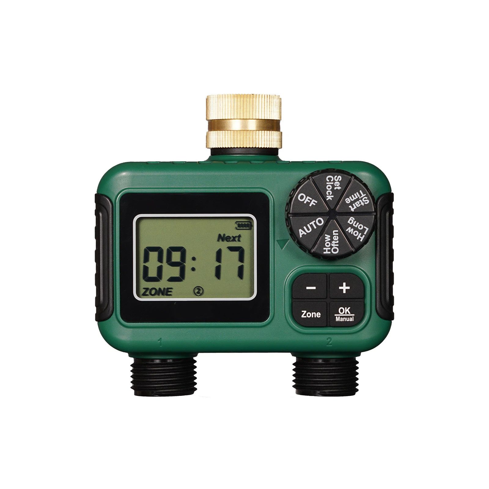 2 Outlet Sprinkler Timer, Water Timer, Programmable Garden Hose Timer with Rain Delay, Manual& Automatic Watering System（11.6*11.7*6.8cm) - Image 1