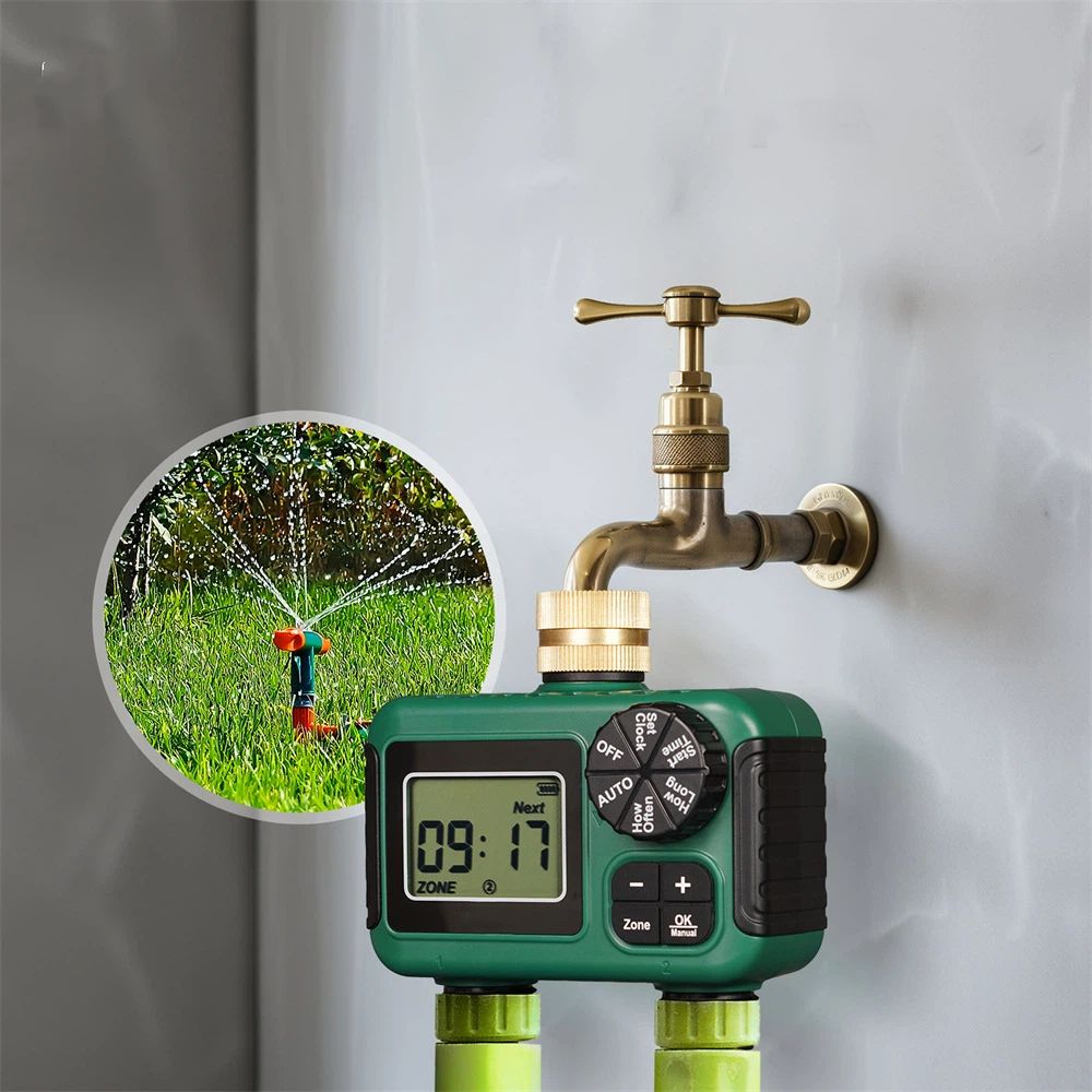 2 Outlet Sprinkler Timer, Water Timer, Programmable Garden Hose Timer with Rain Delay, Manual& Automatic Watering System（11.6*11.7*6.8cm) - Image 3