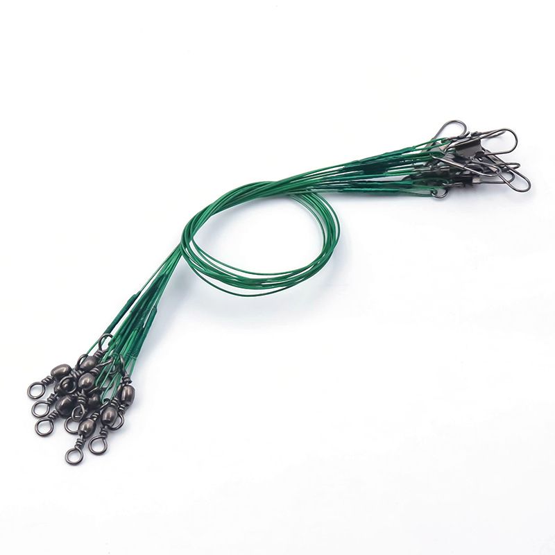 30pcs Fishing Wire Leaders Heavy Duty Fishing Stainless Steel Wire Leaders High Strength Fishing Leaders with Swivels and Snaps Green - Image 1