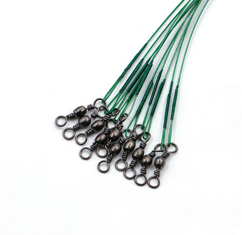 30pcs Fishing Wire Leaders Heavy Duty Fishing Stainless Steel Wire Leaders High Strength Fishing Leaders with Swivels and Snaps Green - Image 2