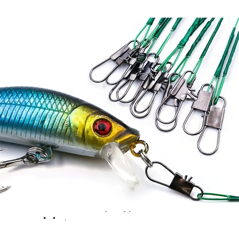 30pcs Fishing Wire Leaders Heavy Duty Fishing Stainless Steel Wire Leaders High Strength Fishing Leaders with Swivels and Snaps Green - Image 5