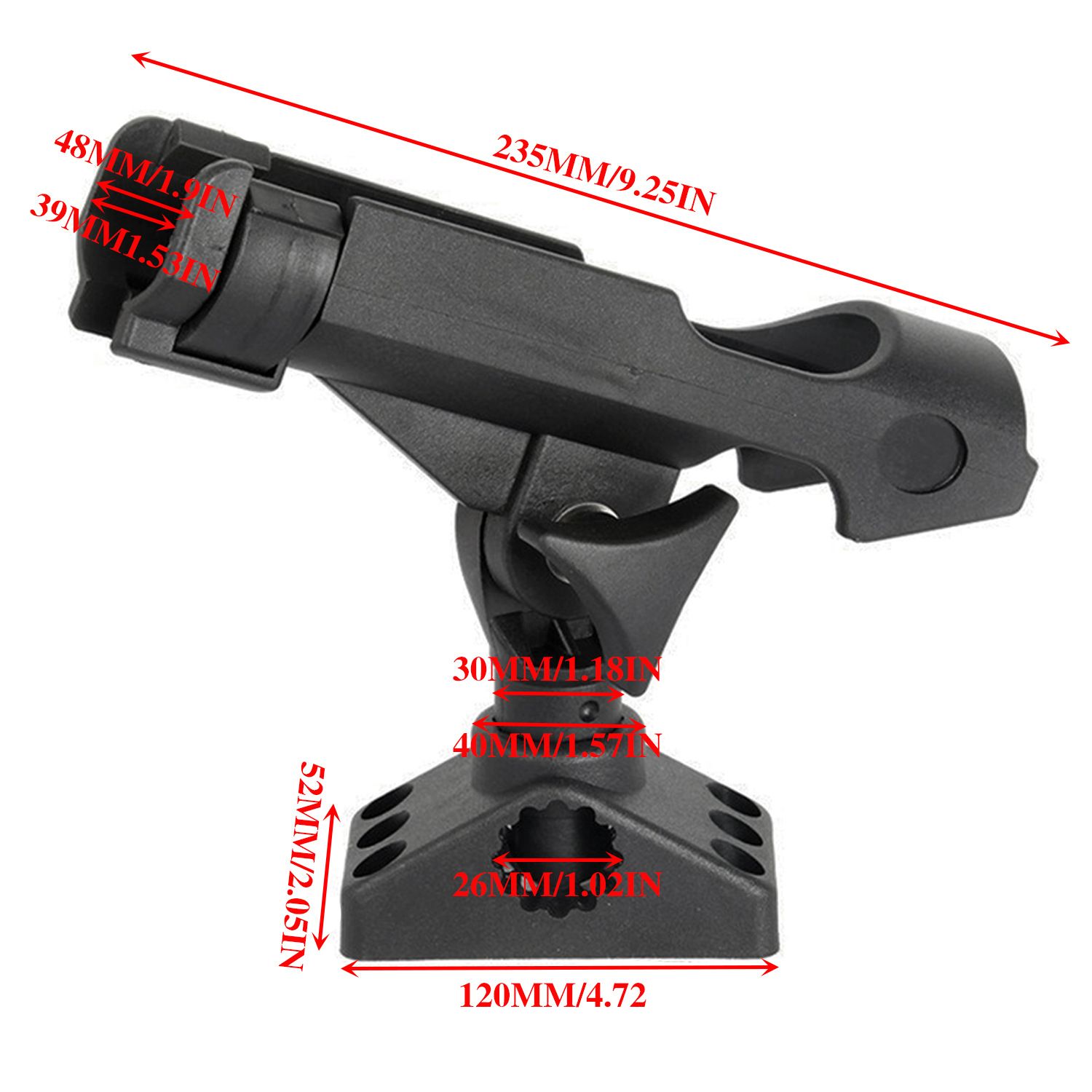 2 Pack Spinning Rod Holder with Side Deck Mount  Fishing Rod Holder Adjustable Fishing Boat Rod Holder, Black Finish - Image 2