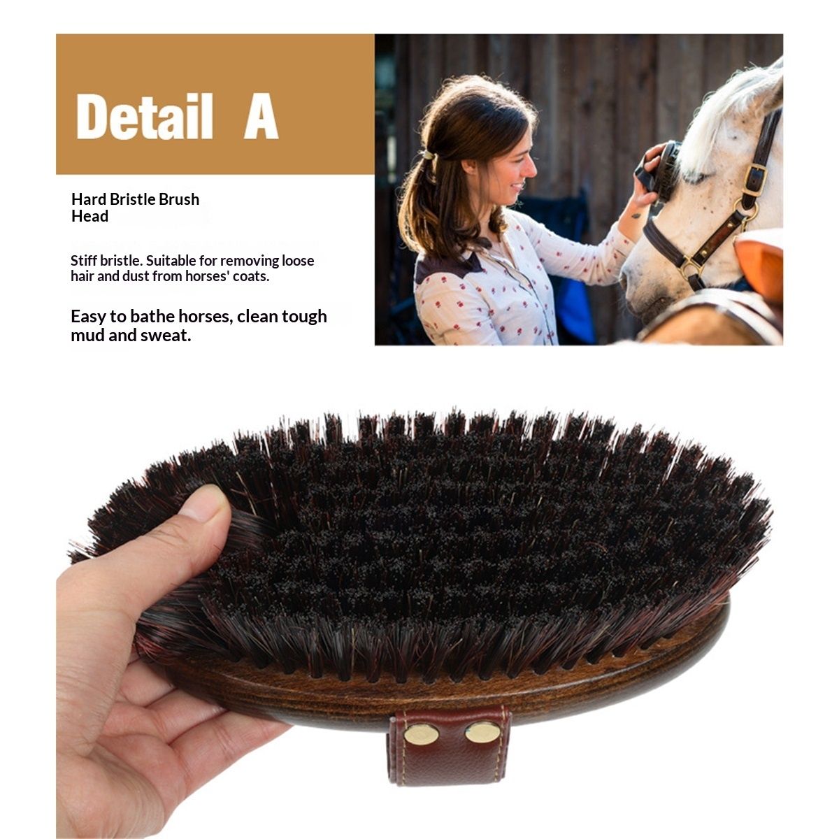 Class Handmade Equine Stiff Body Horse Brush. Professional Equine Grooming Tools. Effortlessly Removes Mud, Sweat and Dirt from Your Horses Hair. - Image 4