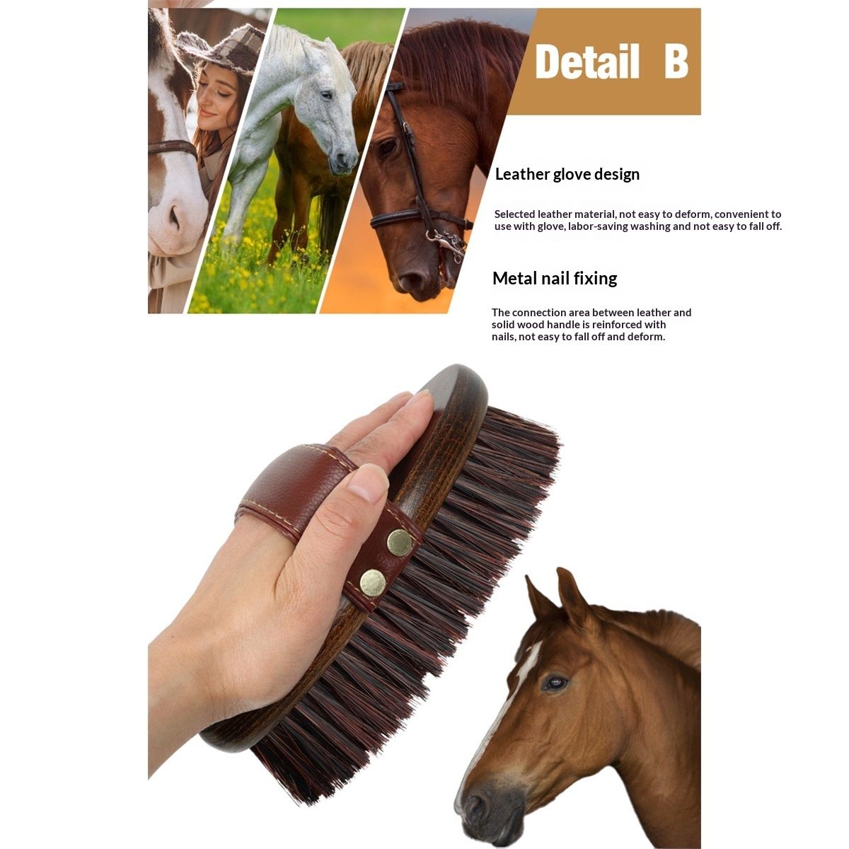 Class Handmade Equine Stiff Body Horse Brush. Professional Equine Grooming Tools. Effortlessly Removes Mud, Sweat and Dirt from Your Horses Hair. - Image 5
