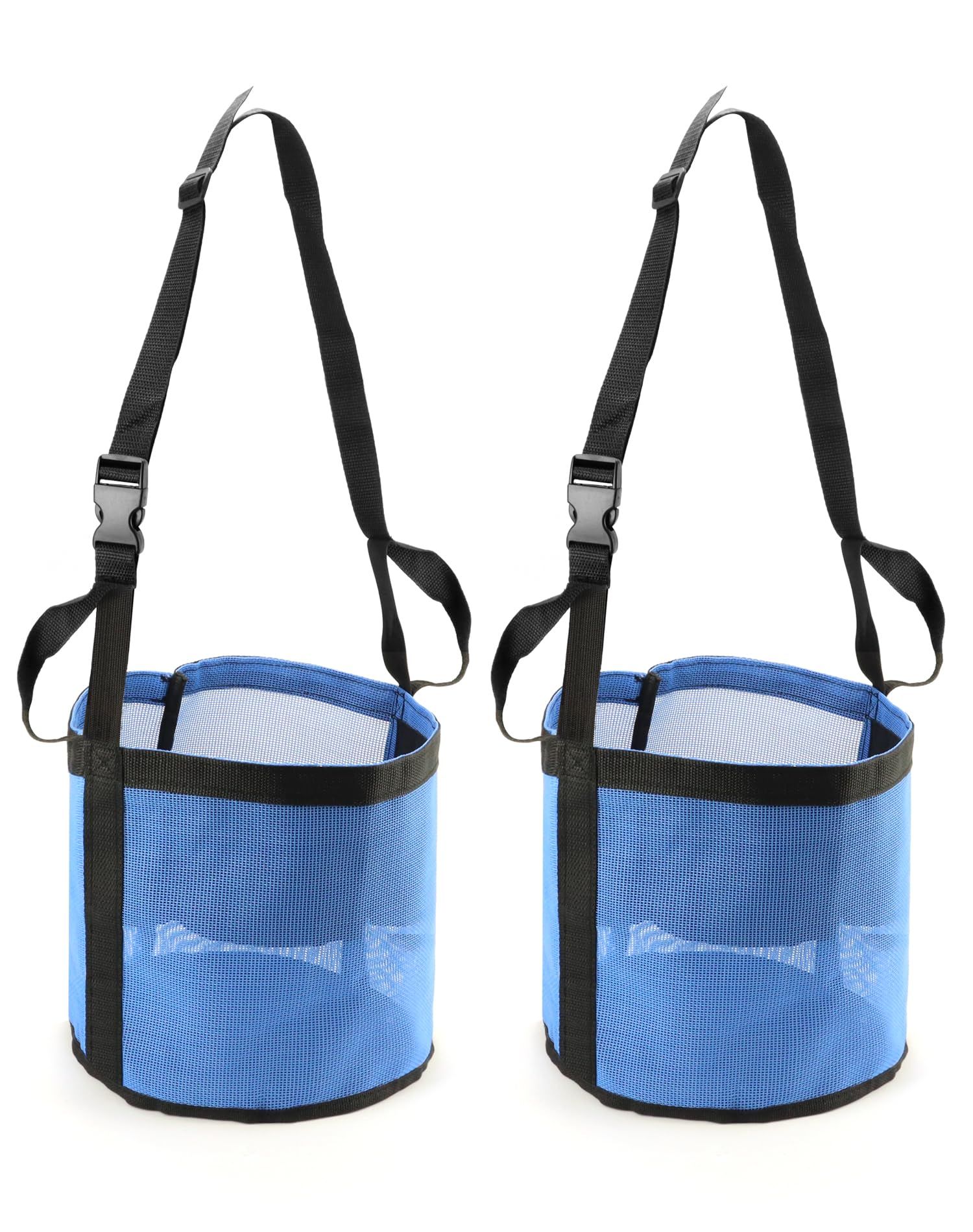 2 Pack Horse Feed Bag for Grain - Durable Mesh Grain Feeder with Adjustable Strap, Comfortable Neck and Nose Pad Horse Muzzle Feed Bag, (blue S size 21 * 18cm) - Image 1