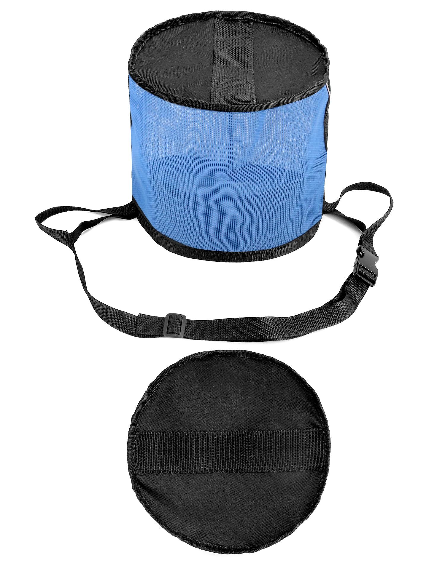 2 Pack Horse Feed Bag for Grain - Durable Mesh Grain Feeder with Adjustable Strap, Comfortable Neck and Nose Pad Horse Muzzle Feed Bag, (blue S size 21 * 18cm) - Image 2