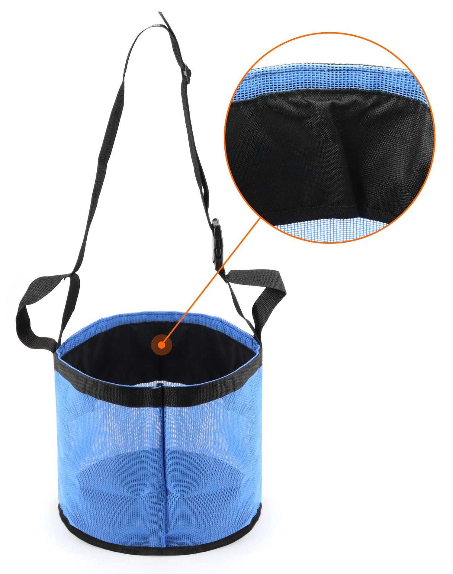2 Pack Horse Feed Bag for Grain - Durable Mesh Grain Feeder with Adjustable Strap, Comfortable Neck and Nose Pad Horse Muzzle Feed Bag, (blue S size 21 * 18cm) - Image 3