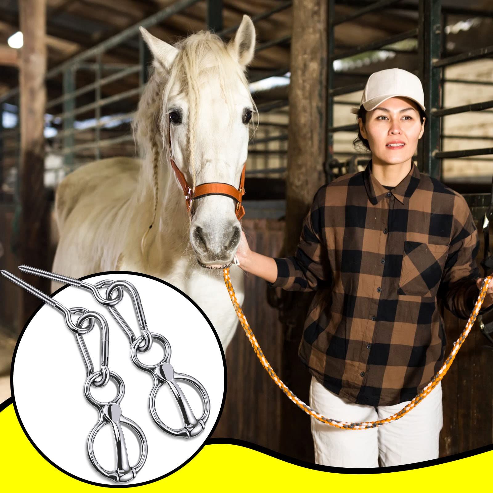 2 Sets Horse Tie Ring, Horse Tack and Supplies Horse Training Equipment Safe Horse Accessories with Eye Bolt, Tie Rings (Silver) - Image 2