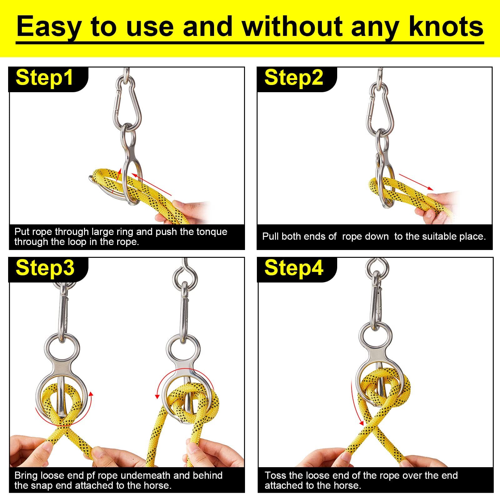 2 Sets Horse Tie Ring, Horse Tack and Supplies Horse Training Equipment Safe Horse Accessories with Eye Bolt, Tie Rings (Silver) - Image 3