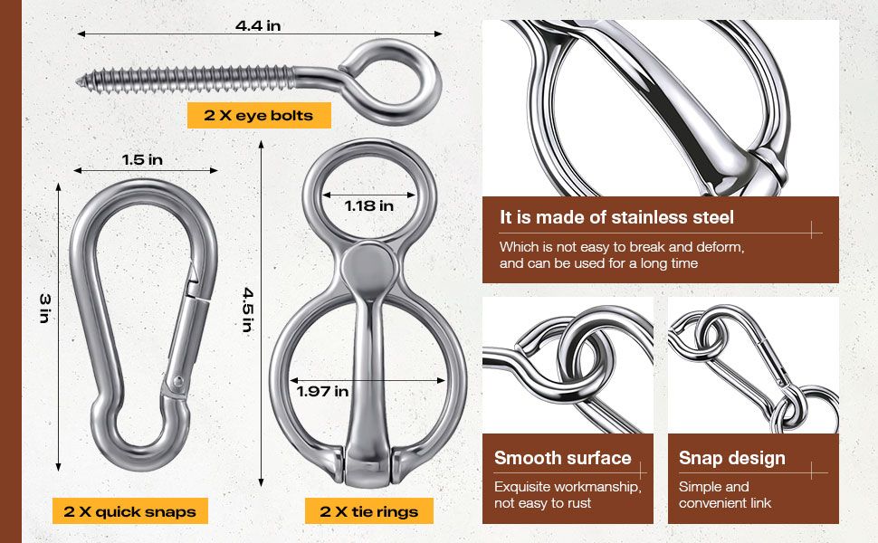 2 Sets Horse Tie Ring, Horse Tack and Supplies Horse Training Equipment Safe Horse Accessories with Eye Bolt, Tie Rings (Silver) - Image 5