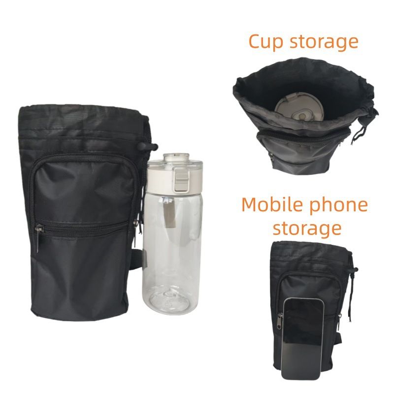 Saddle Water Bottle Holder with Pocket, Saddlebags for Horses with Adjustable Strap, Horse Riding Accessory, Easy to Attach, Black - Image 2