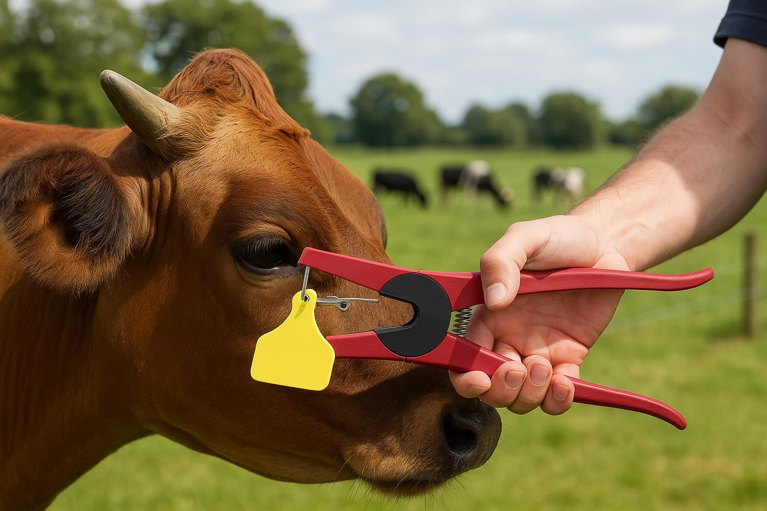 Livestock Ear Tag Applicator Tool – Heavy Duty Metal Tagging Pliers for Cattle, Goats, Sheep, and Farm Animal Identification（24cm,Give away a wrench and an ear tag nail） - Image 5
