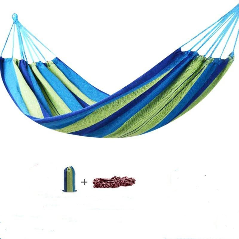 Hammocks Portable Camping Hammock Upgraded Comfortable Fabric Hammock with Two Anti Roll Balance Beam and Sturdy Tree Straps for Camping, Patio, （Blue Green，260*80cm） - Image 4
