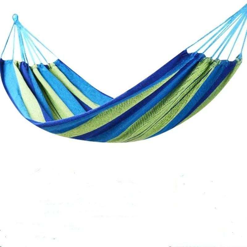 Hammocks Portable Camping Hammock Upgraded Comfortable Fabric Hammock with Two Anti Roll Balance Beam and Sturdy Tree Straps for Camping, Patio, （Blue Green，260*80cm） - Image 5
