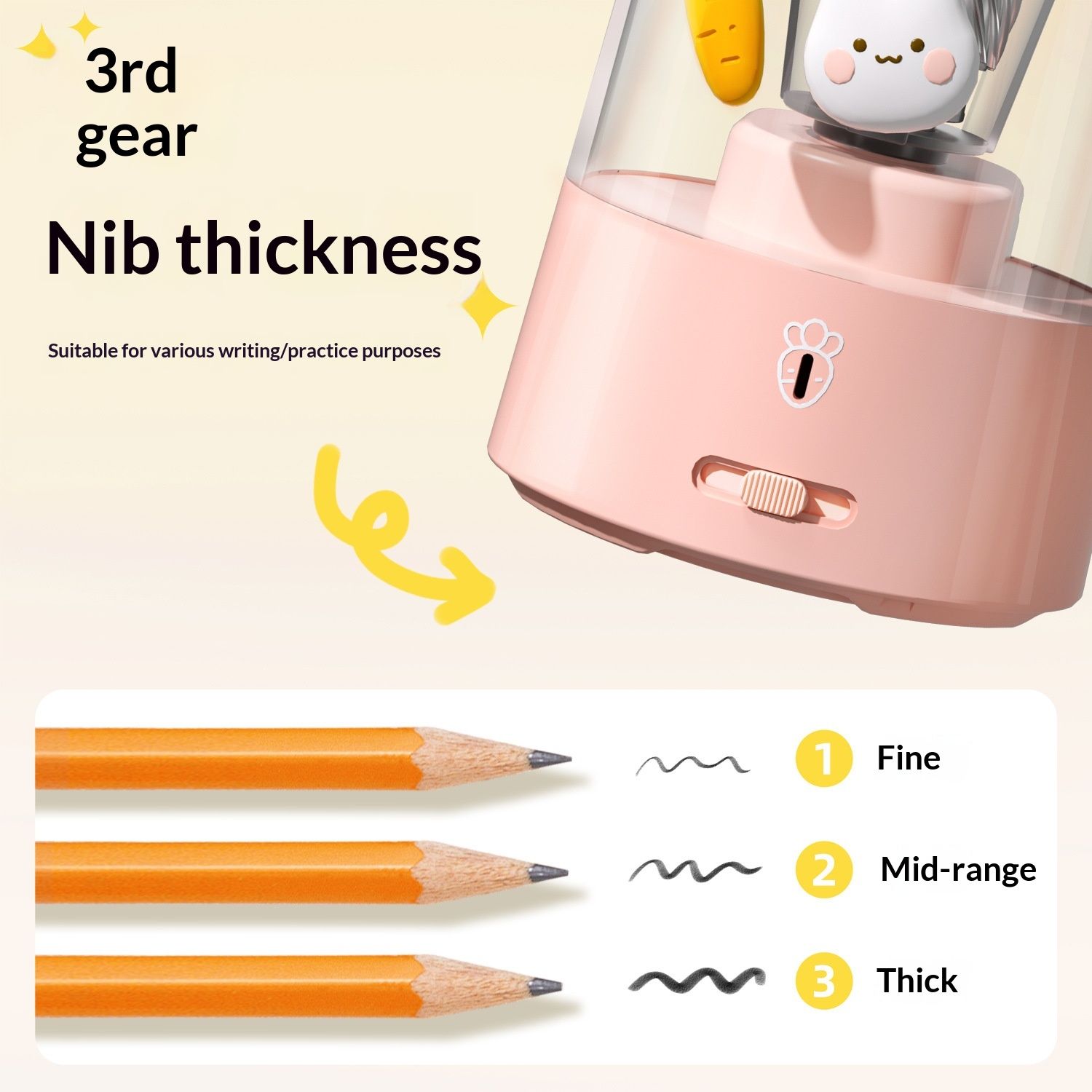 Colored Pencil Sharpener for Kids Gift, Rechargeable Electric Pencil Sharpener, Auto Stop, Classroom/Office/Home (Pink) - Image 3