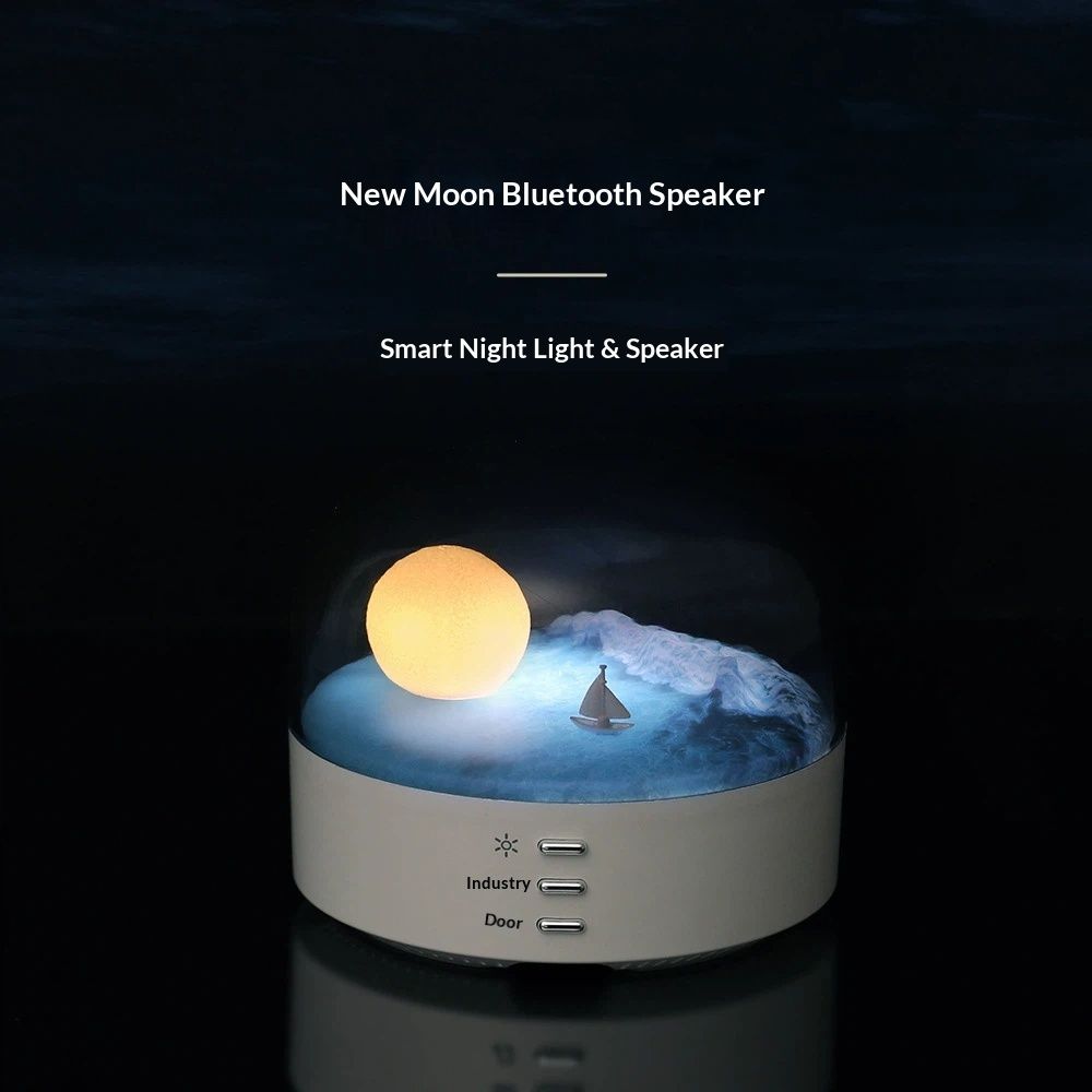 Elegant Moon Sea and Snow Mountain LED Night Light Music Speaker Lamp USB Type-C Rechargeable, Brightness Adjustable, Ideal Bedroom Mood Light and Gift - Image 2