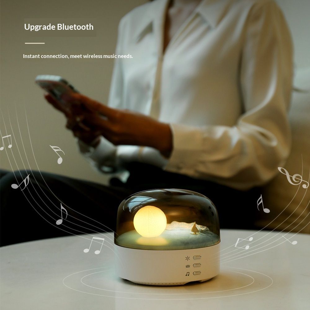 Elegant Moon Sea and Snow Mountain LED Night Light Music Speaker Lamp USB Type-C Rechargeable, Brightness Adjustable, Ideal Bedroom Mood Light and Gift - Image 3