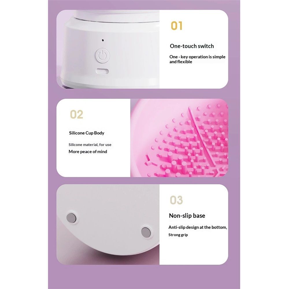 Pink Electric Makeup Brush Cleaner Machine, Silicone Brush Cleaner Machine Beauty Blender Cleanser For Beauty Makeup Brushes, Christmas Halloween Valentine's Day Gifts for Your Girls - Image 5