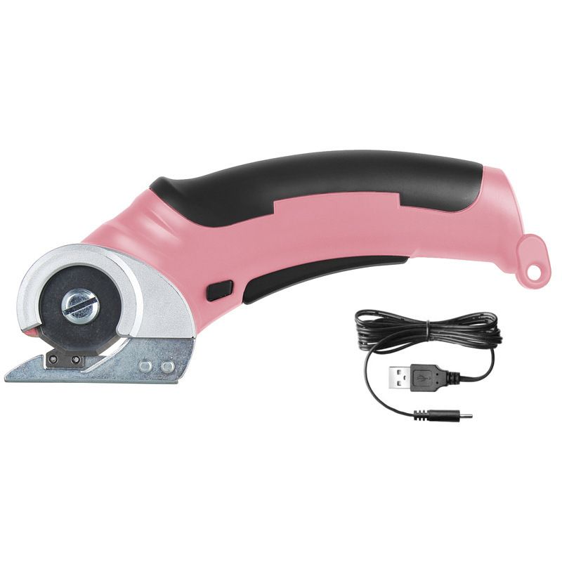 Cordless Electric Scissors, Cardboard Cutter with Safety Lock Electric Mini Cutter Power Rotary Scissors for Leather Felt Rug Box with Storage Box Pink - Image 1