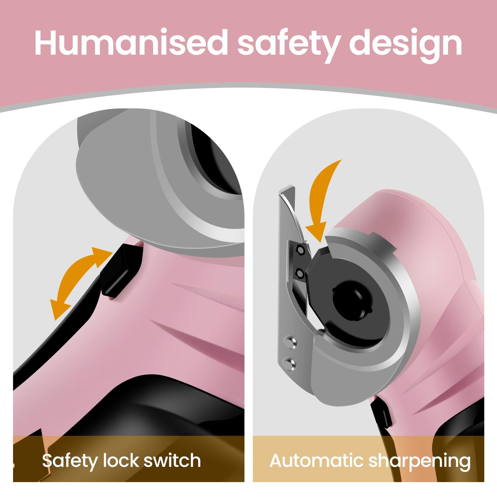 Cordless Electric Scissors, Cardboard Cutter with Safety Lock Electric Mini Cutter Power Rotary Scissors for Leather Felt Rug Box with Storage Box Pink - Image 2