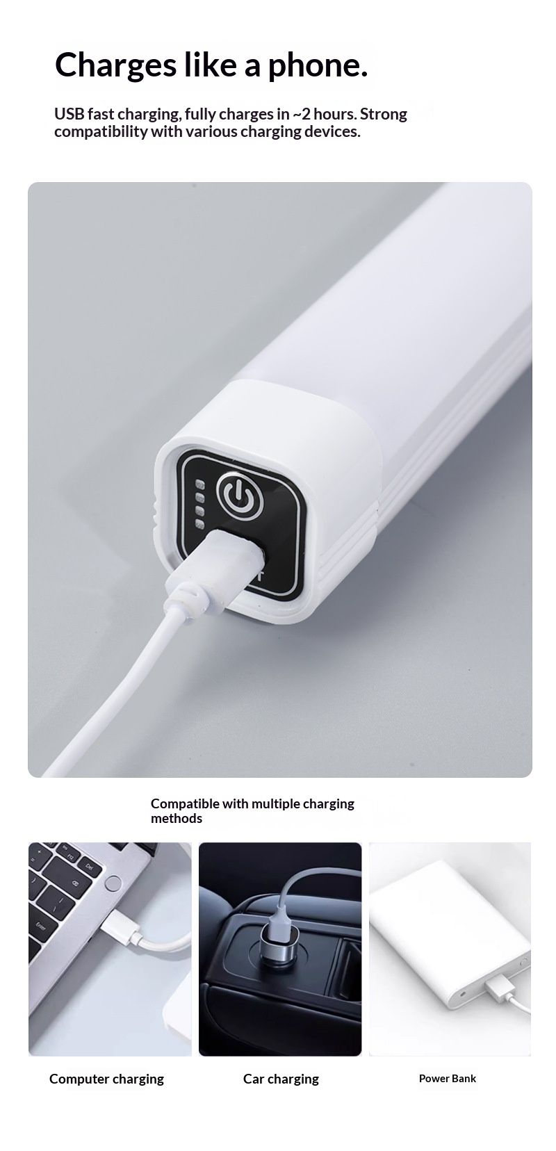 Rechargeable Magnetic Task Light, Battery Operated Lights, Dimmable, Closet Light, Wireless, Portable Light, Perfect for Garage, Camping and More（20CM） - Image 4