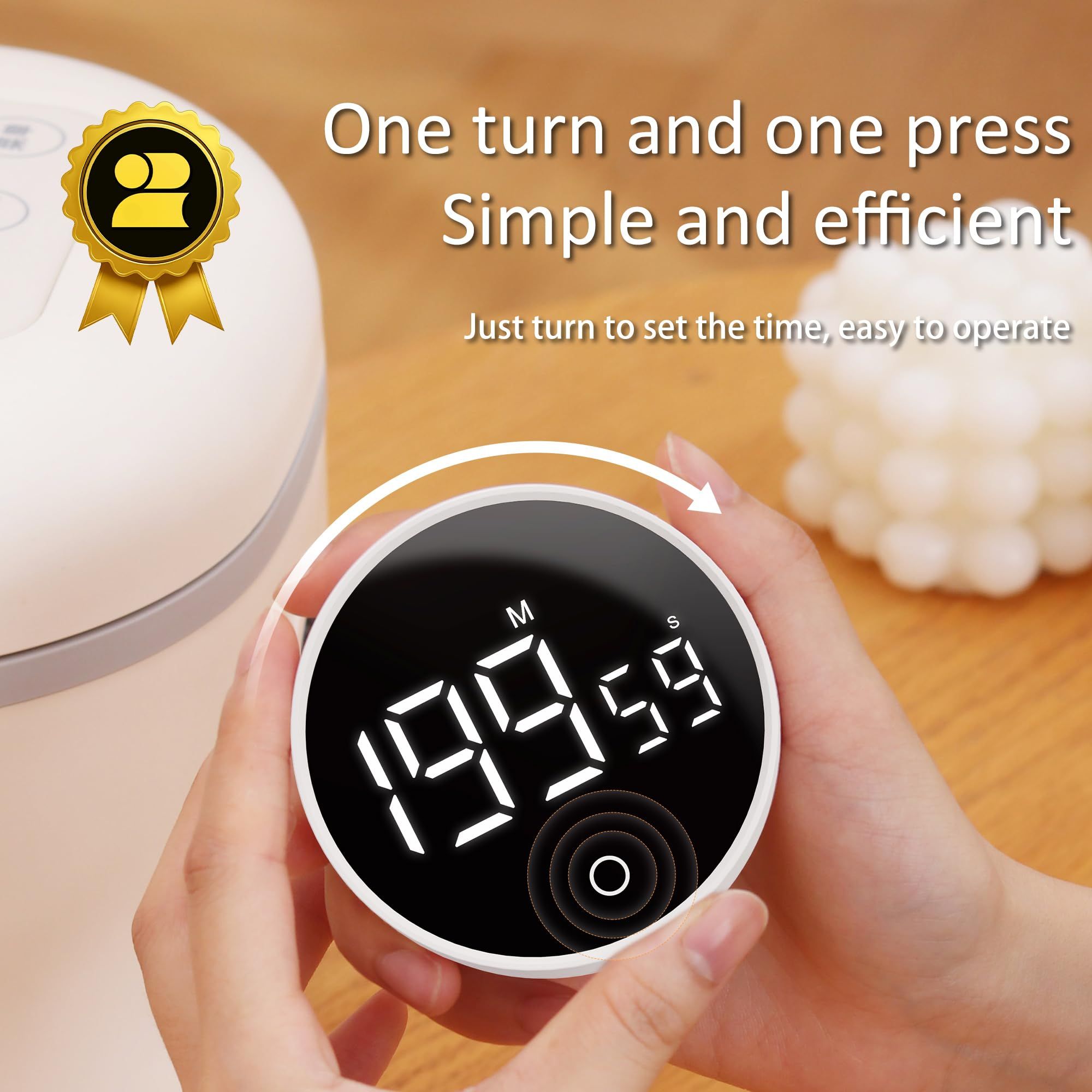 Digital Kitchen Timer - Magnetic Countdown Countup Timer with Large LED Display Volume Adjustable, Easy for Cooking and for Seniors and Kids to Use (white) - Image 2