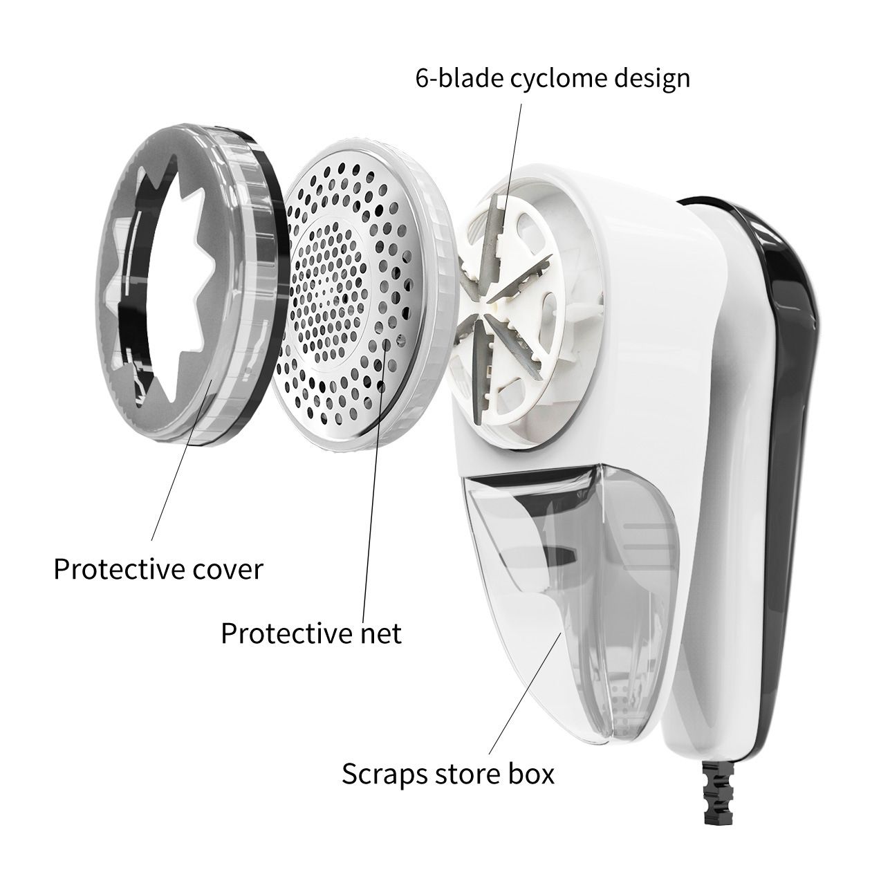 Washable Electric Fabric Shaver and Lint Remover, Rechargeable Sweater Defuzzer with 1 Free Extra Blades and brush, Quickly and Effectively Remove Fluff, Fuzz, Bobbles for Clothes, White - Image 2
